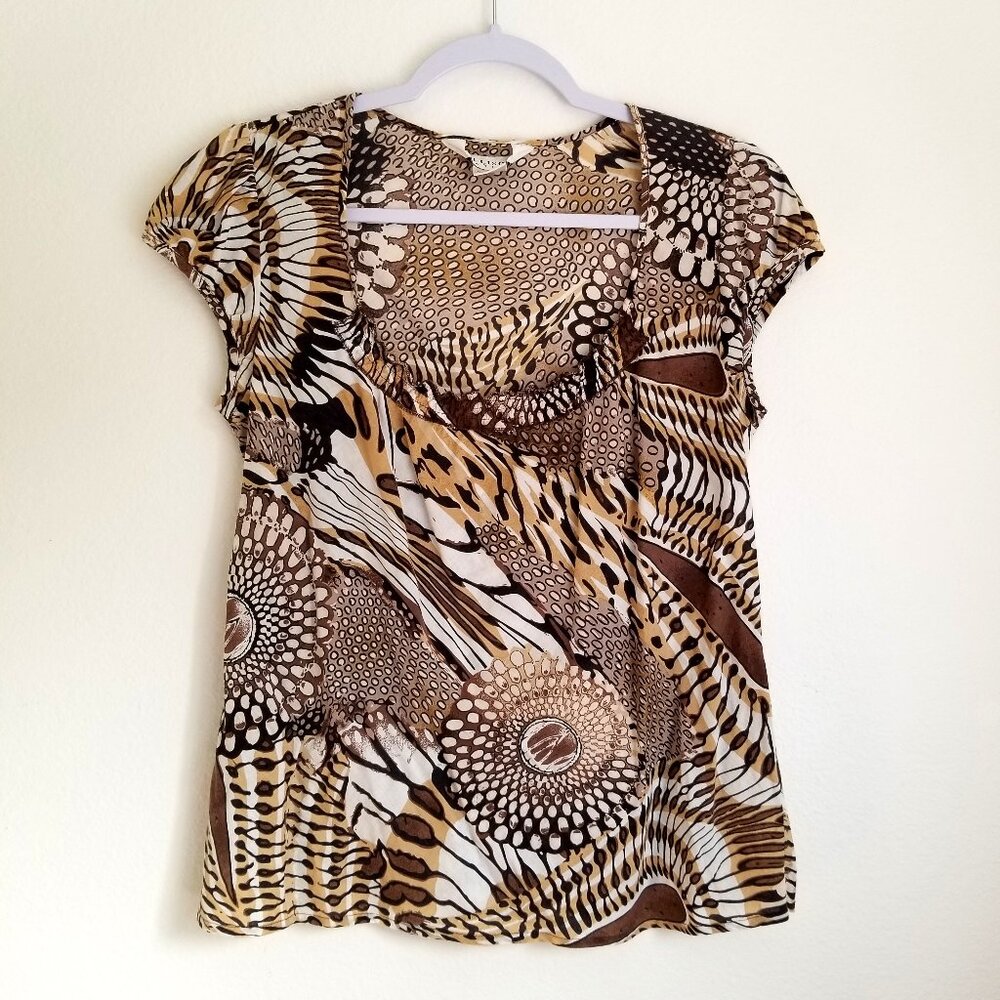 Allison Taylor Womens Blouse African Non-Repeating  Pattern Sz Small 100% Cotton
